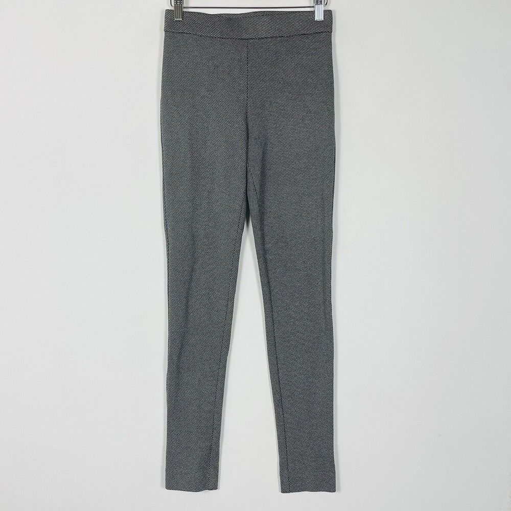 Theory Black‎ White Woven Stretch Ponte Knit Pull On Leggings Pants Womens Small